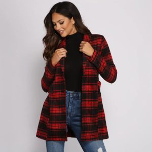 Preppy In Plaid Belted Coat