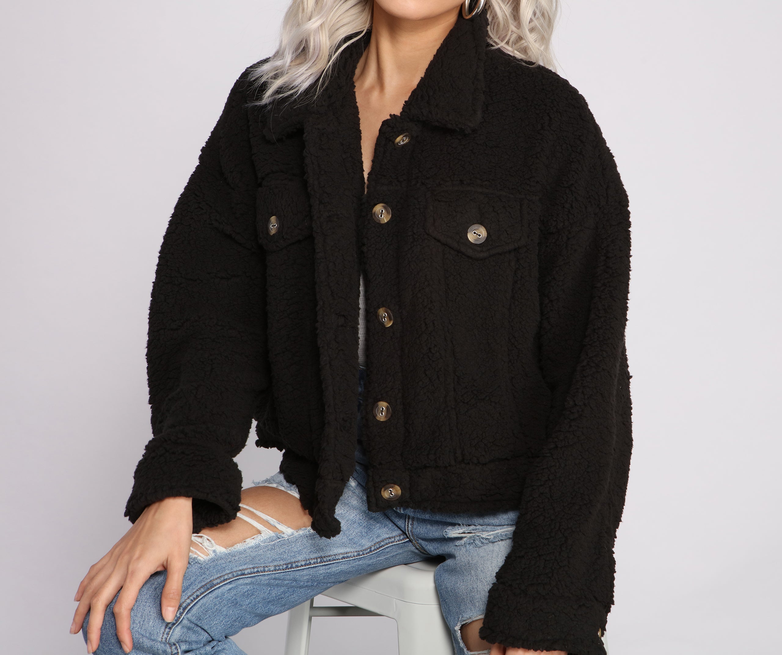 Oversized Faux Fur Teddy Jacket - Image 3