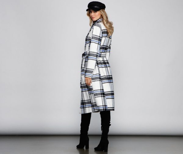 Polished In Plaid Belted Trench Coat - Image 2