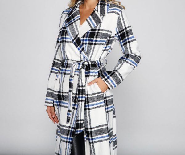 Polished In Plaid Belted Trench Coat - Image 3