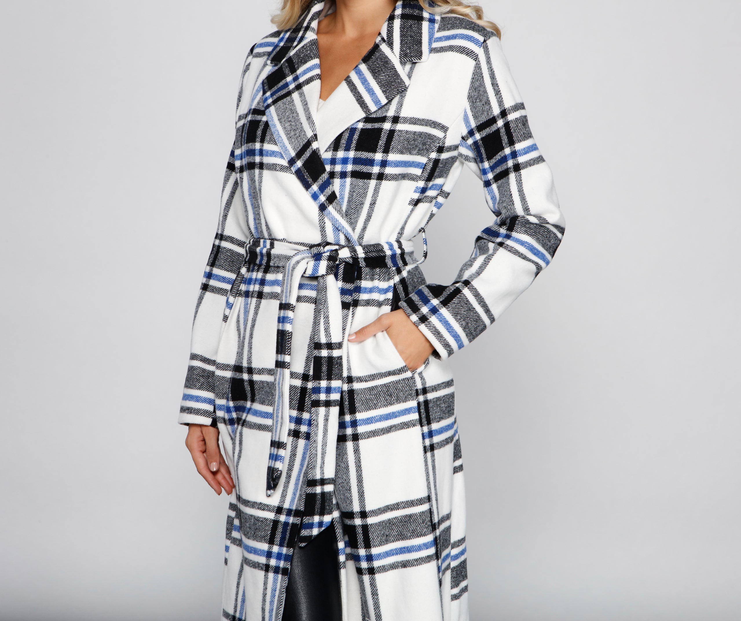 Polished In Plaid Belted Trench Coat - Image 3