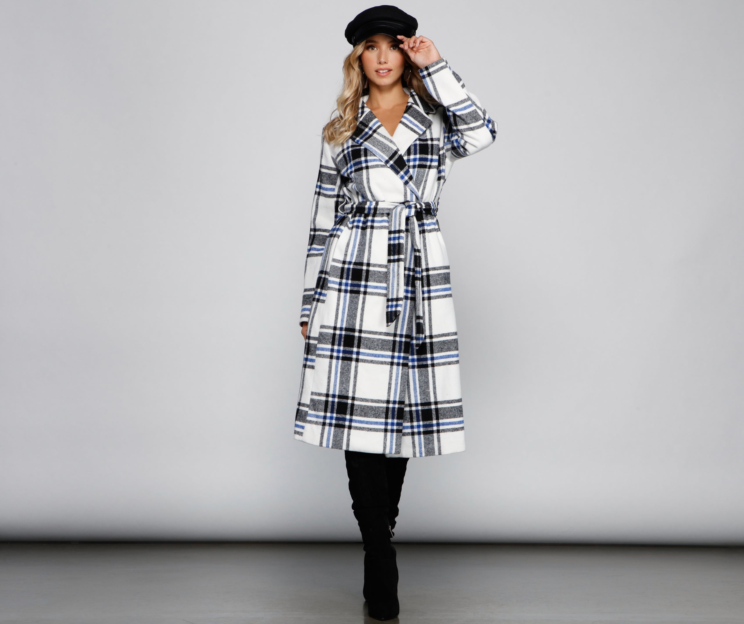 Polished In Plaid Belted Trench Coat - Image 4