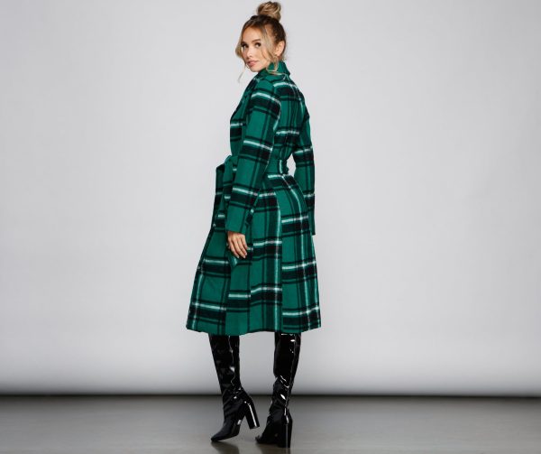 Polished In Plaid Belted Trench Coat - Image 7