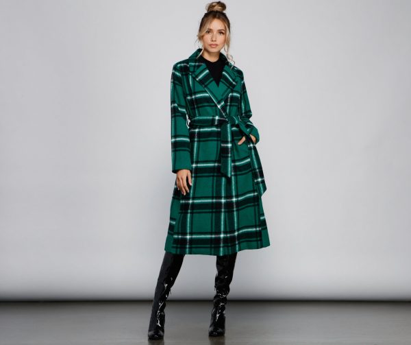 Polished In Plaid Belted Trench Coat - Image 9