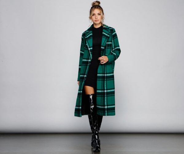 Polished In Plaid Belted Trench Coat - Image 10