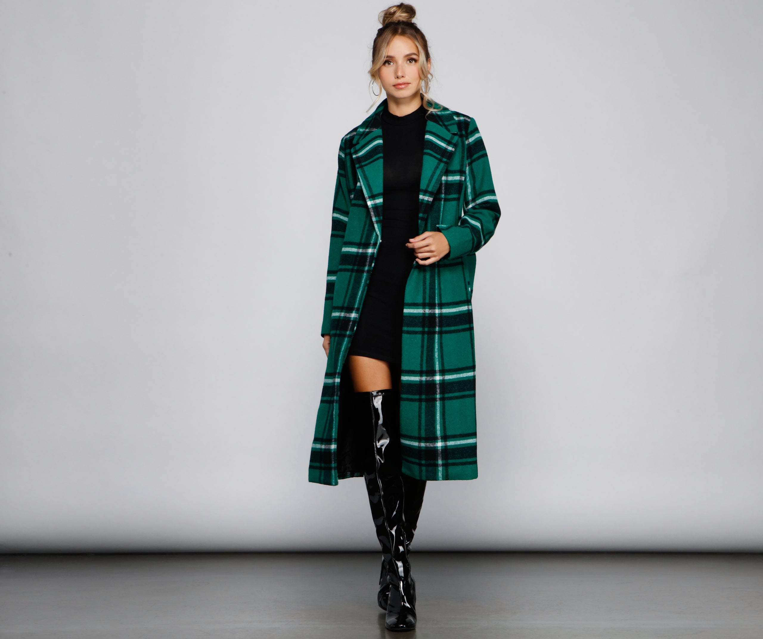 Polished In Plaid Belted Trench Coat - Image 10