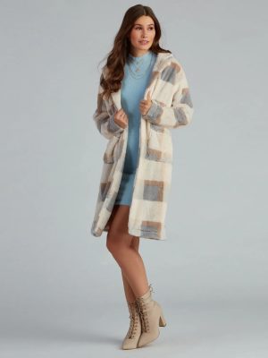 So Stunning Faux Fur Plaid Coat