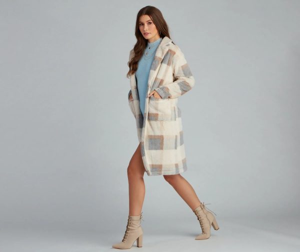 So Stunning Faux Fur Plaid Coat - Image 2