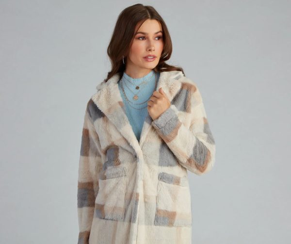 So Stunning Faux Fur Plaid Coat - Image 3