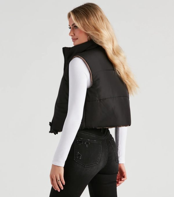 Stylish Puff Reversible Crop Vest - Image 2