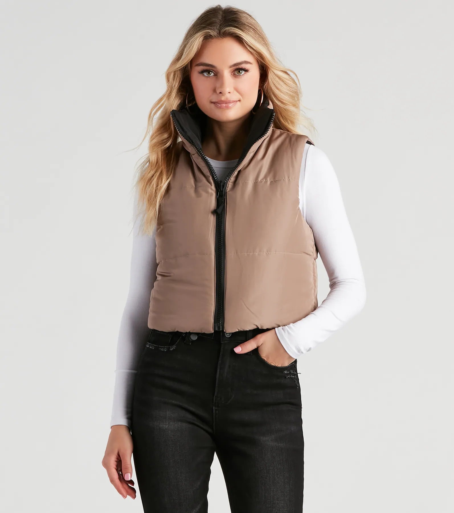 Stylish Puff Reversible Crop Vest - Image 3
