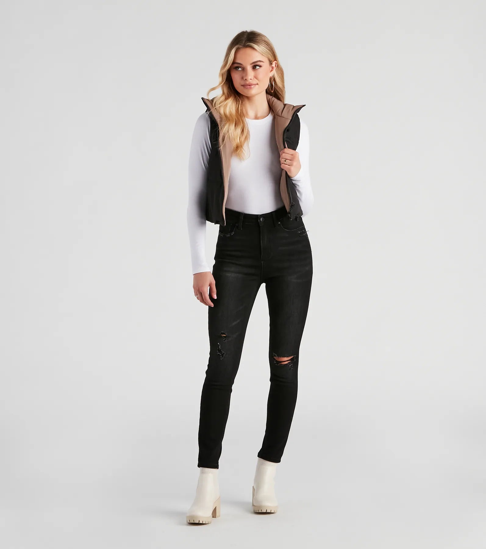 Stylish Puff Reversible Crop Vest - Image 4