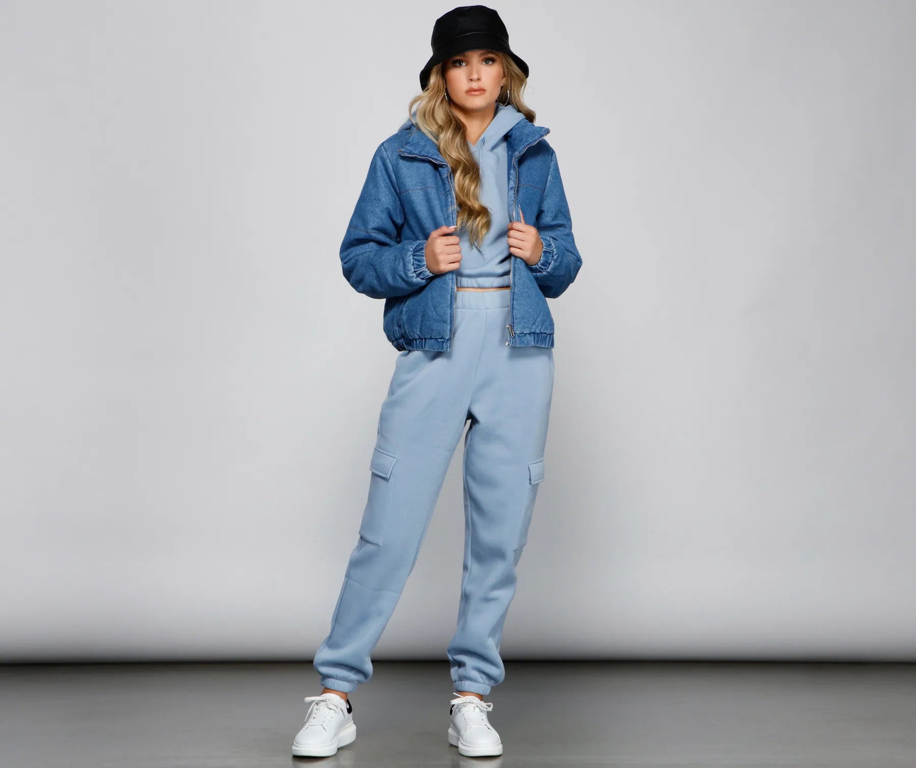 Stylish Layers Denim Puffer Jacket - Image 3