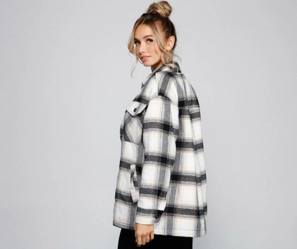 Falling For Cozy Vibes Plaid Sherpa Jacket - Image 2