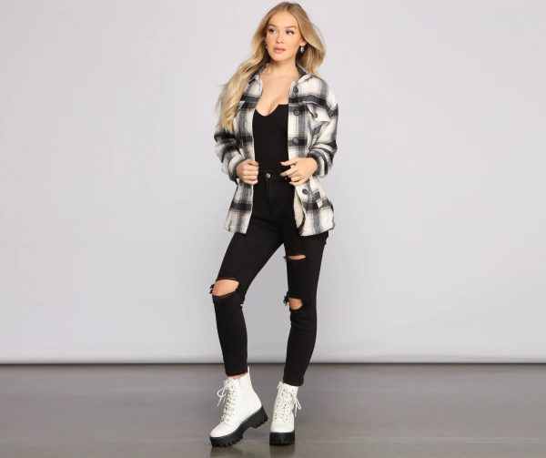 Falling For Cozy Vibes Plaid Sherpa Jacket - Image 5