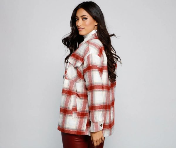 Falling For Cozy Vibes Plaid Sherpa Jacket - Image 7