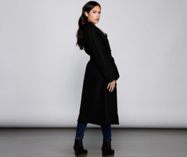 Timeless Sophistication Belted Faux Wool Coat - Image 2