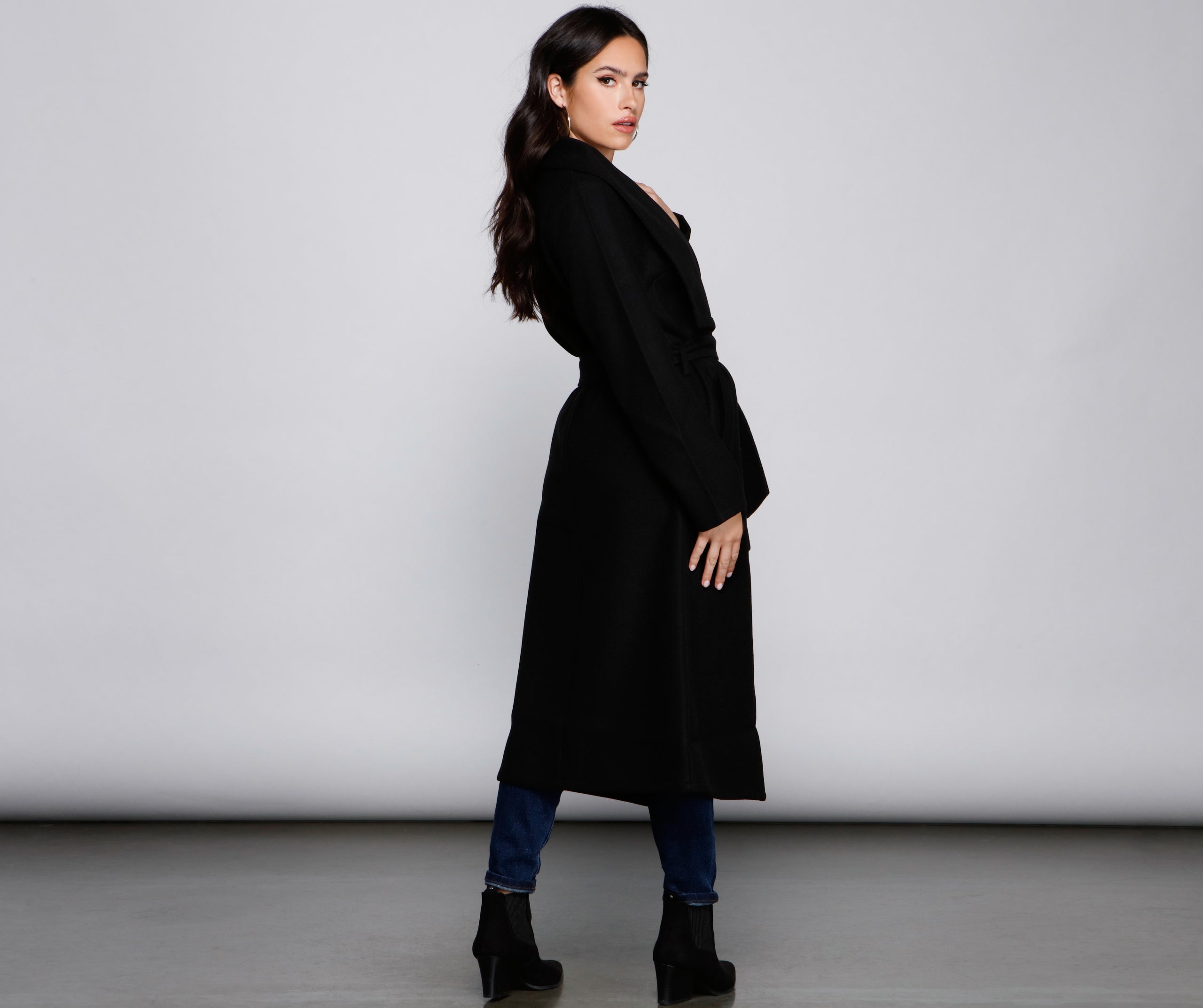Timeless Sophistication Belted Faux Wool Coat - Image 2