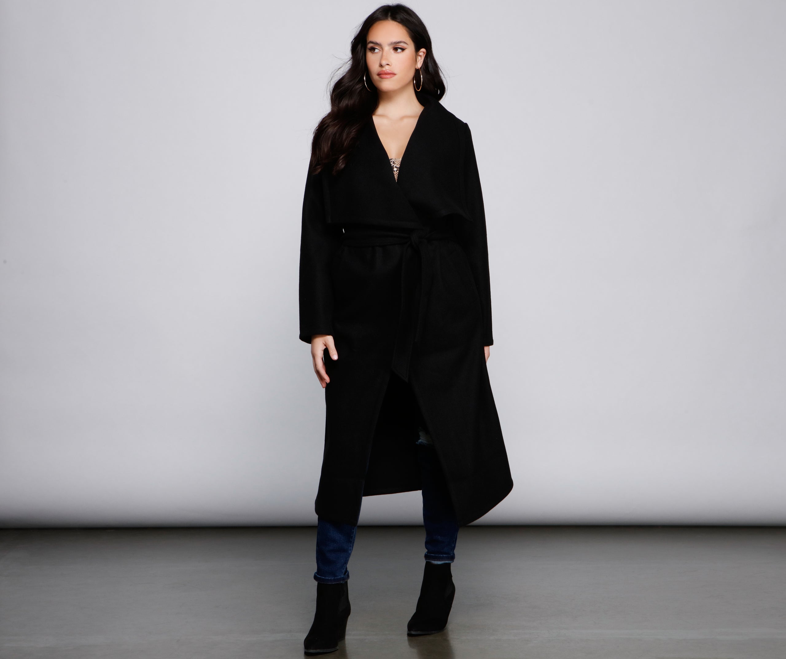 Timeless Sophistication Belted Faux Wool Coat - Image 4