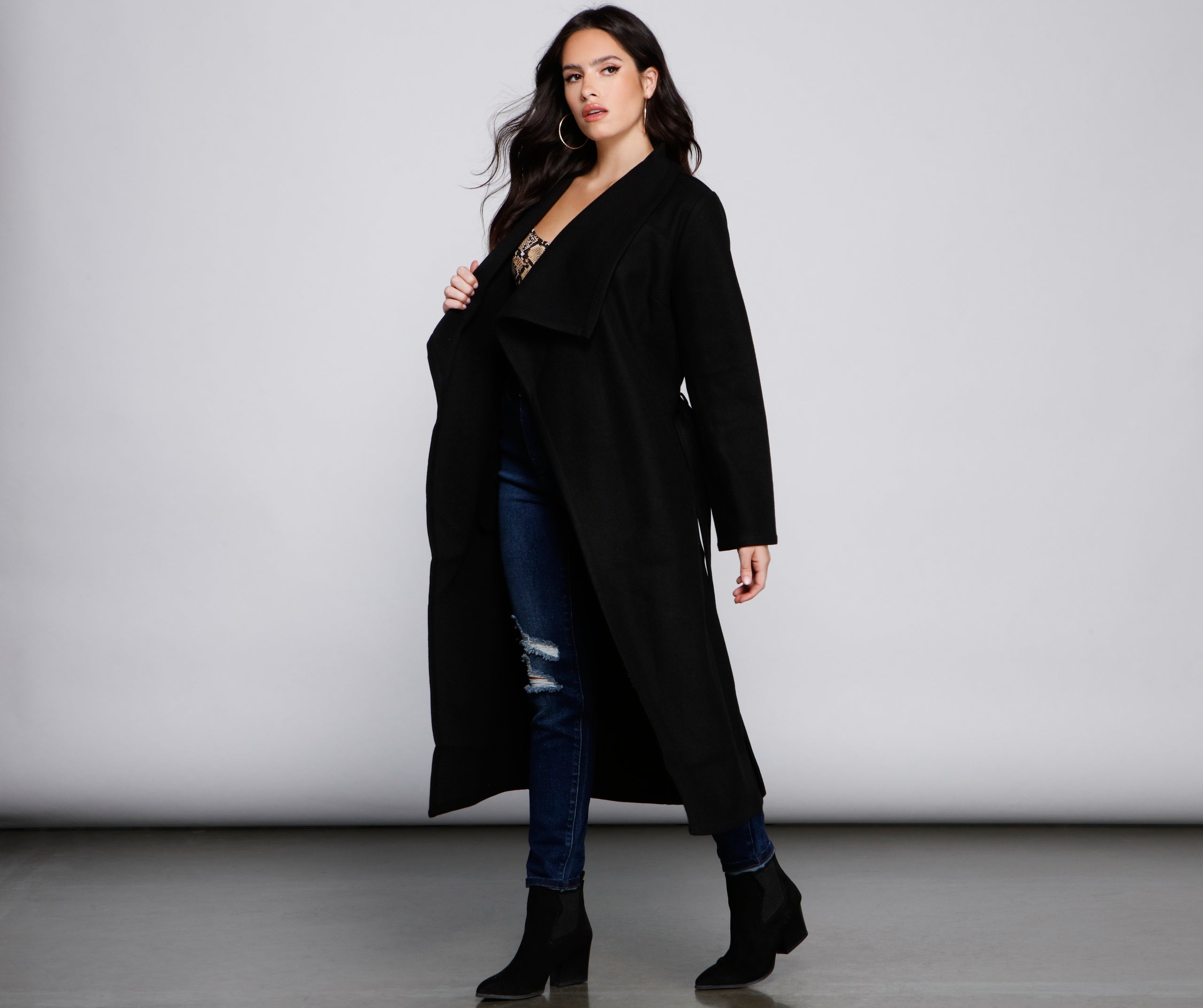 Timeless Sophistication Belted Faux Wool Coat - Image 5