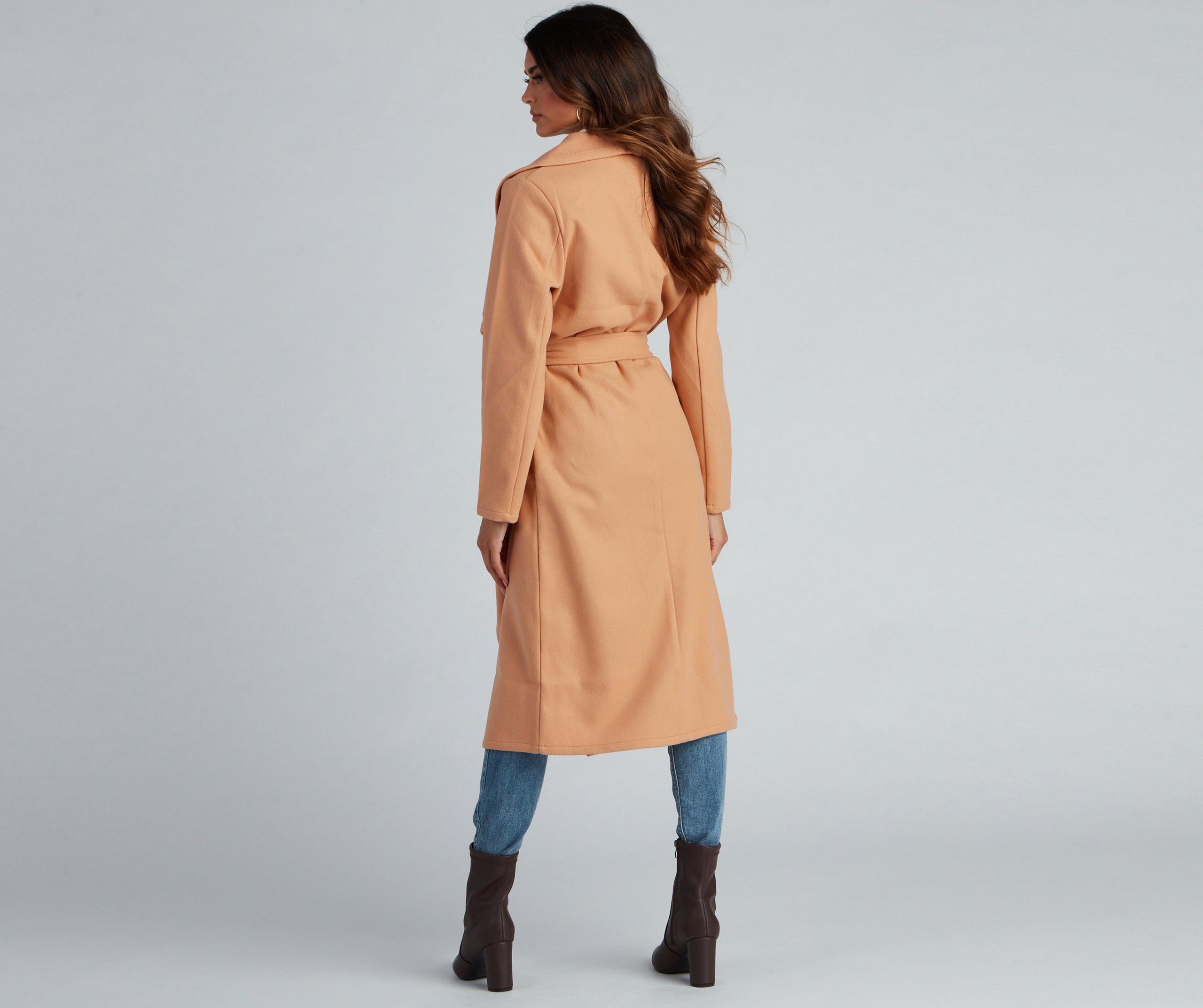 Timeless Sophistication Belted Faux Wool Coat - Image 8