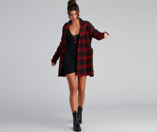 Timeless Chic Plaid Belted Faux Wool Jacket - Image 6