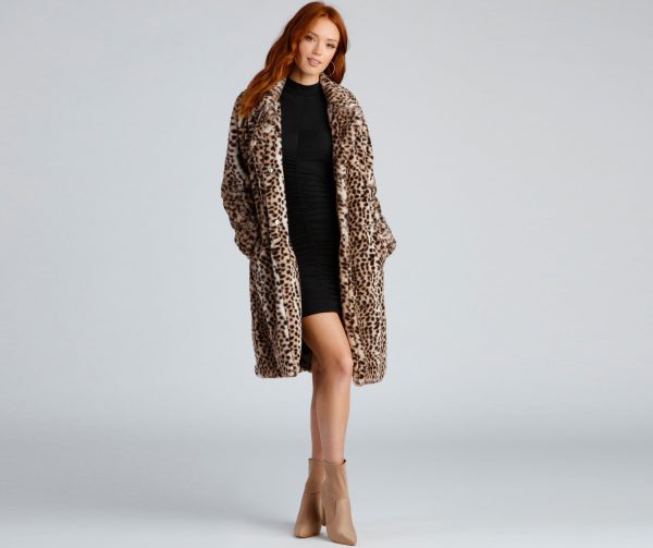 Spotted In Glamour Faux Fur Leopard Coat - Image 4
