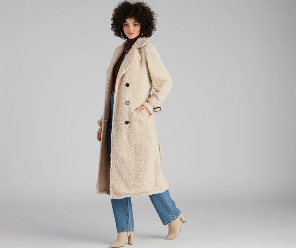 Locking Knit Down Sherpa Long Trench Coat - Image 5