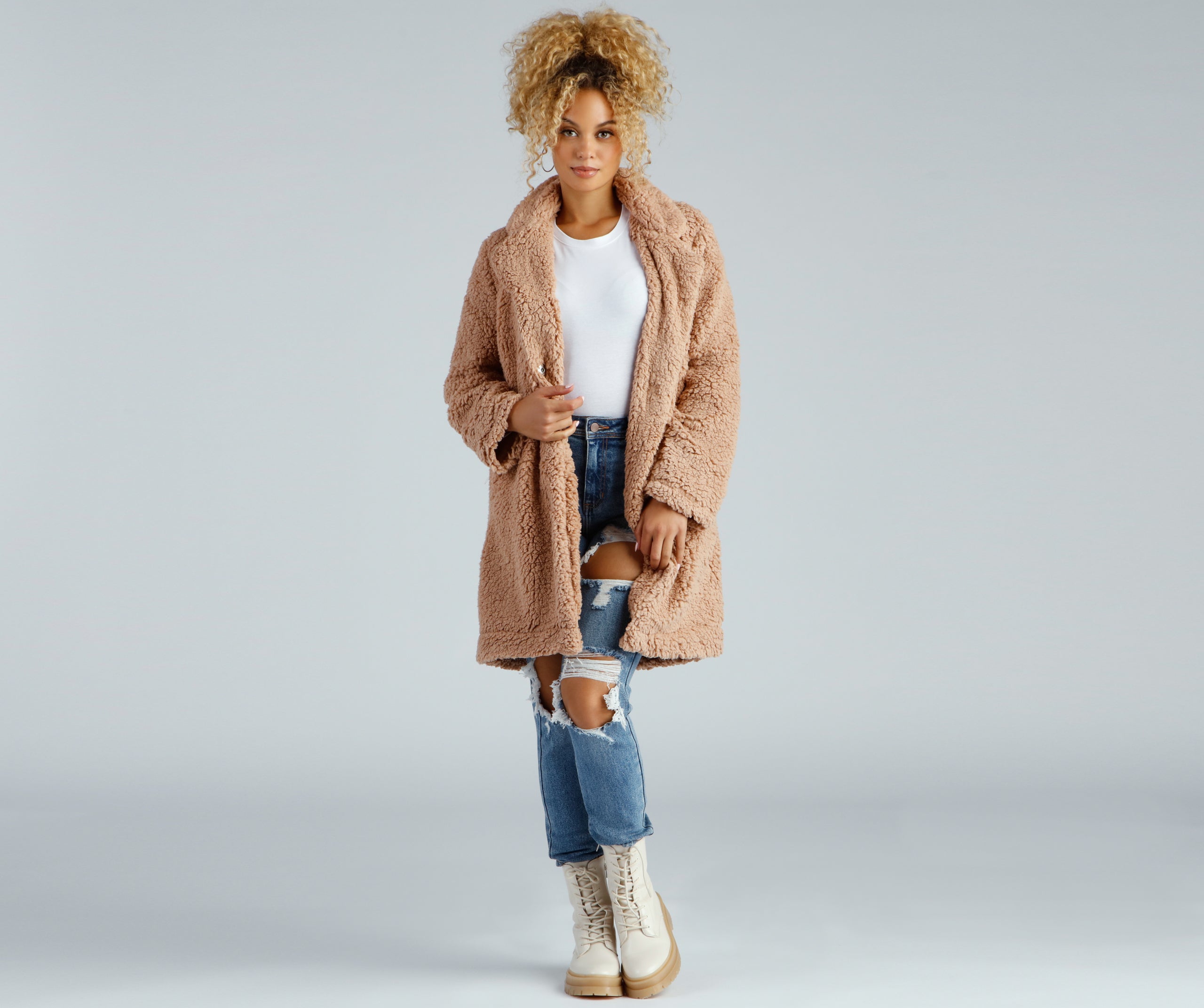 Elevated Glamour Faux Fur Longline Jacket - Image 4