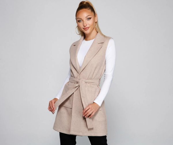 City Girl Faux Wool Trench Vest - Image 6