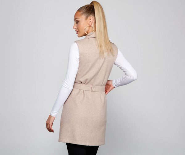 City Girl Faux Wool Trench Vest - Image 7