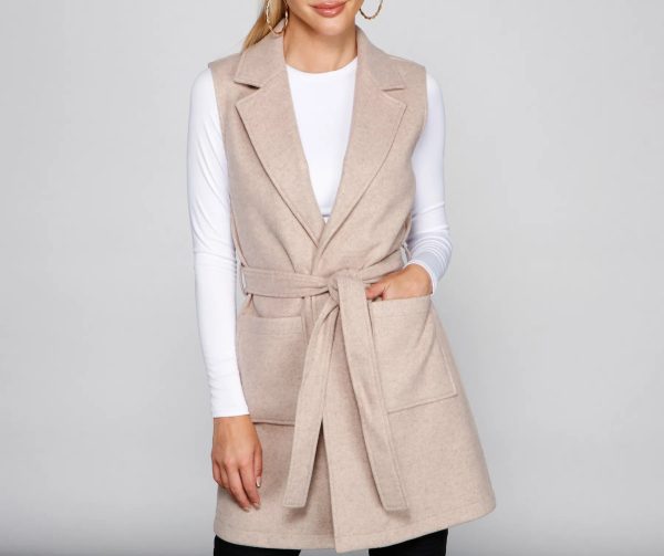 City Girl Faux Wool Trench Vest - Image 8