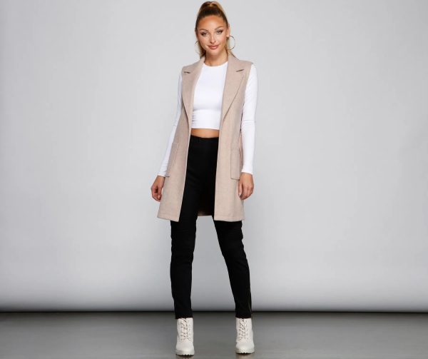 City Girl Faux Wool Trench Vest - Image 9