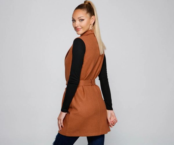 City Girl Faux Wool Trench Vest - Image 2
