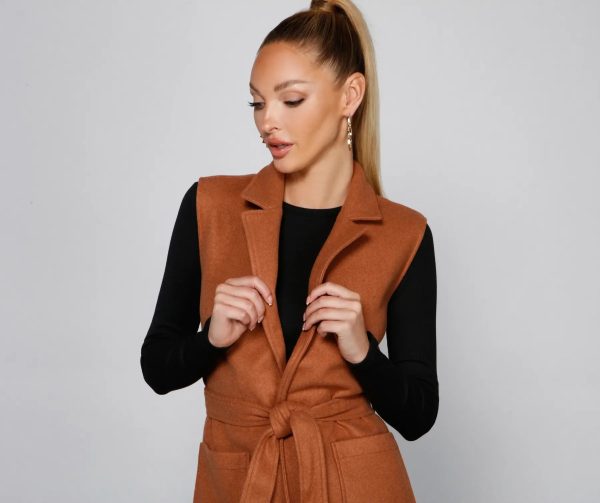 City Girl Faux Wool Trench Vest - Image 3
