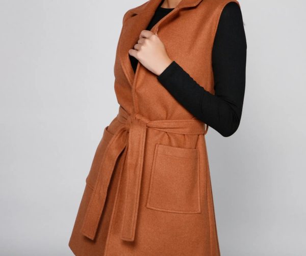 City Girl Faux Wool Trench Vest - Image 4