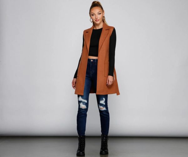 City Girl Faux Wool Trench Vest - Image 5