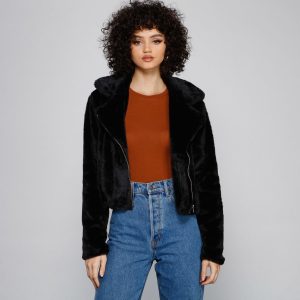 Rebel Chic Faux Fur Moto Jacket
