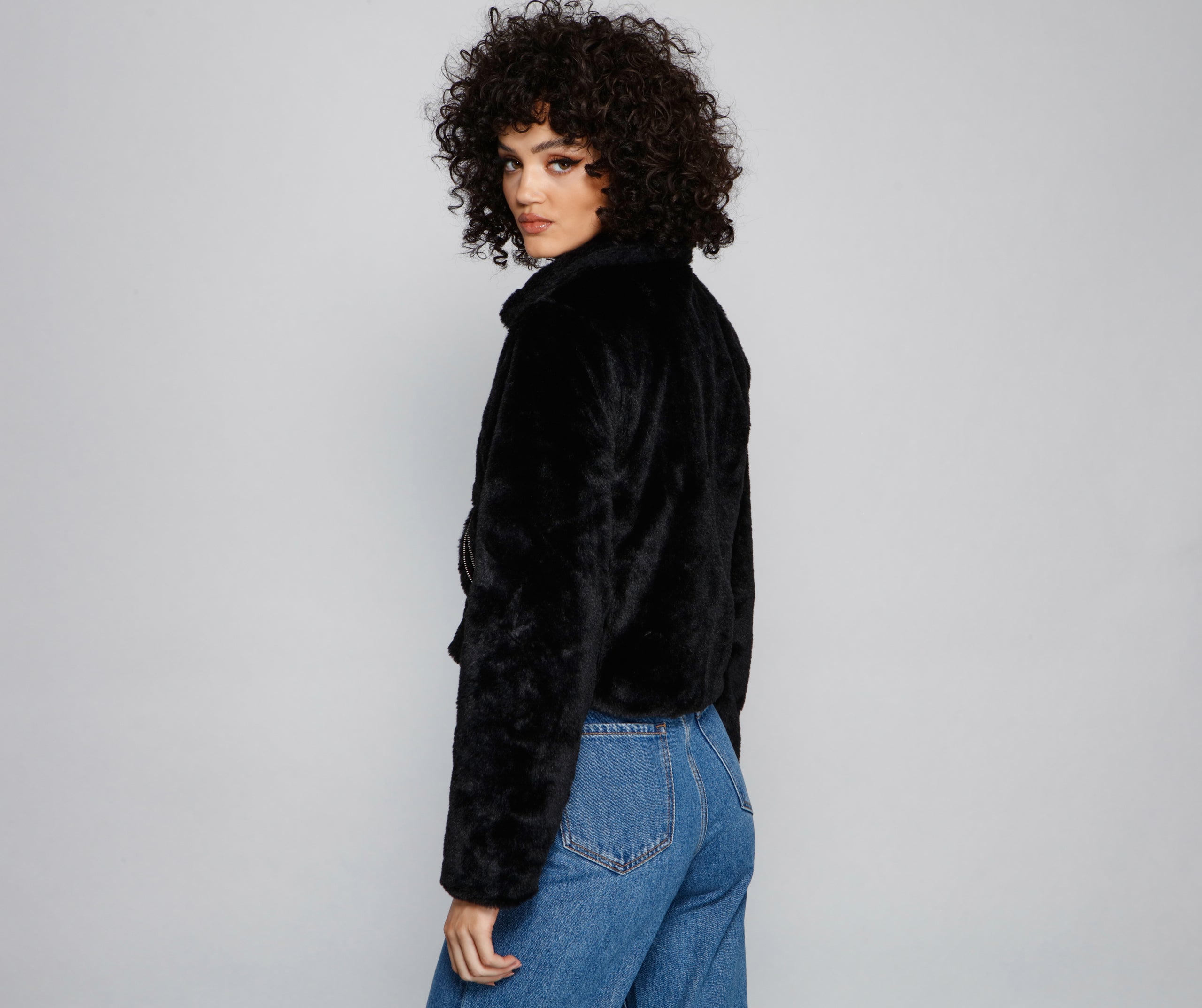 Rebel Chic Faux Fur Moto Jacket - Image 2