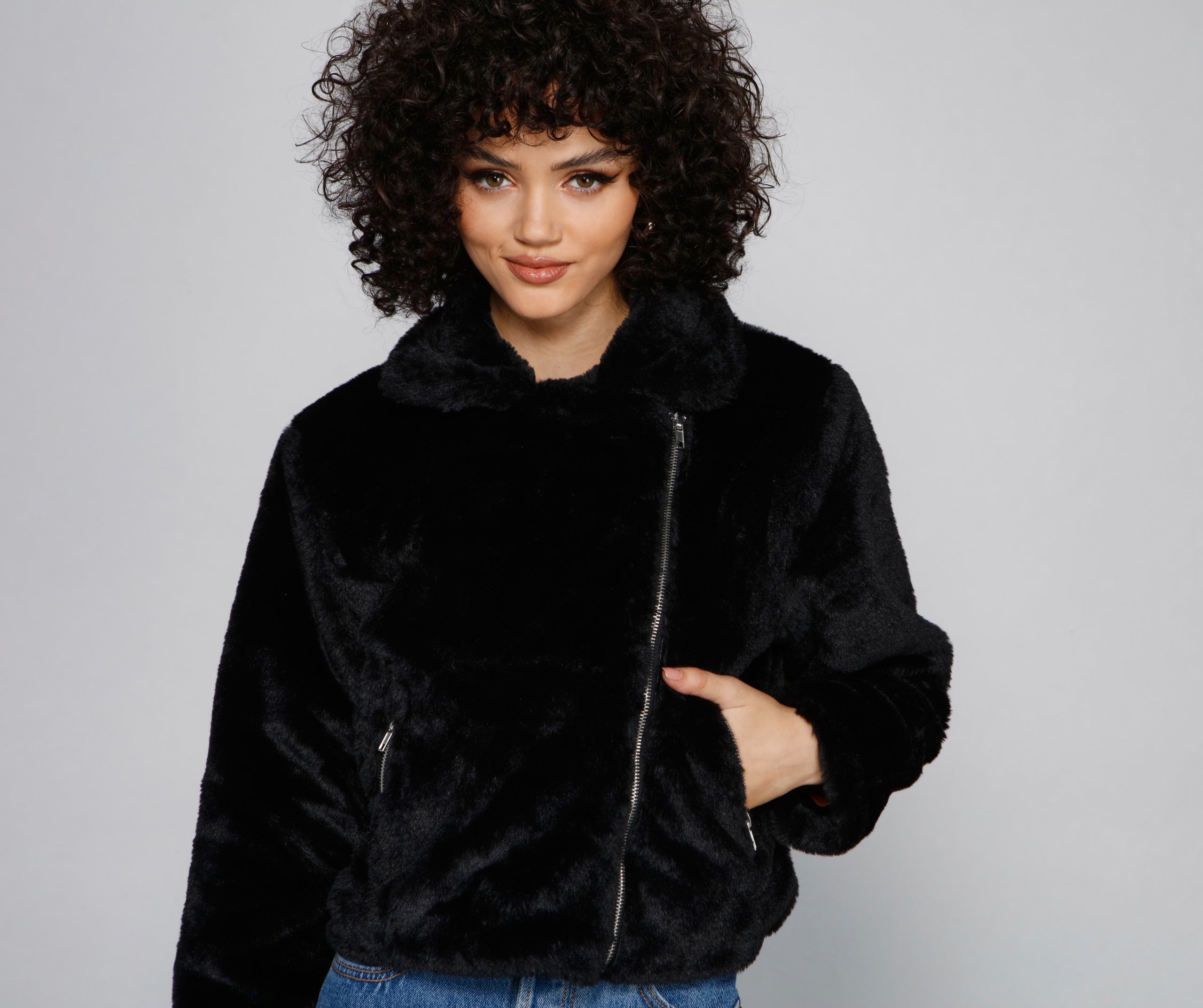 Rebel Chic Faux Fur Moto Jacket - Image 3