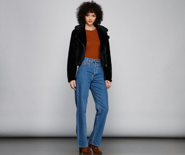 Rebel Chic Faux Fur Moto Jacket - Image 4