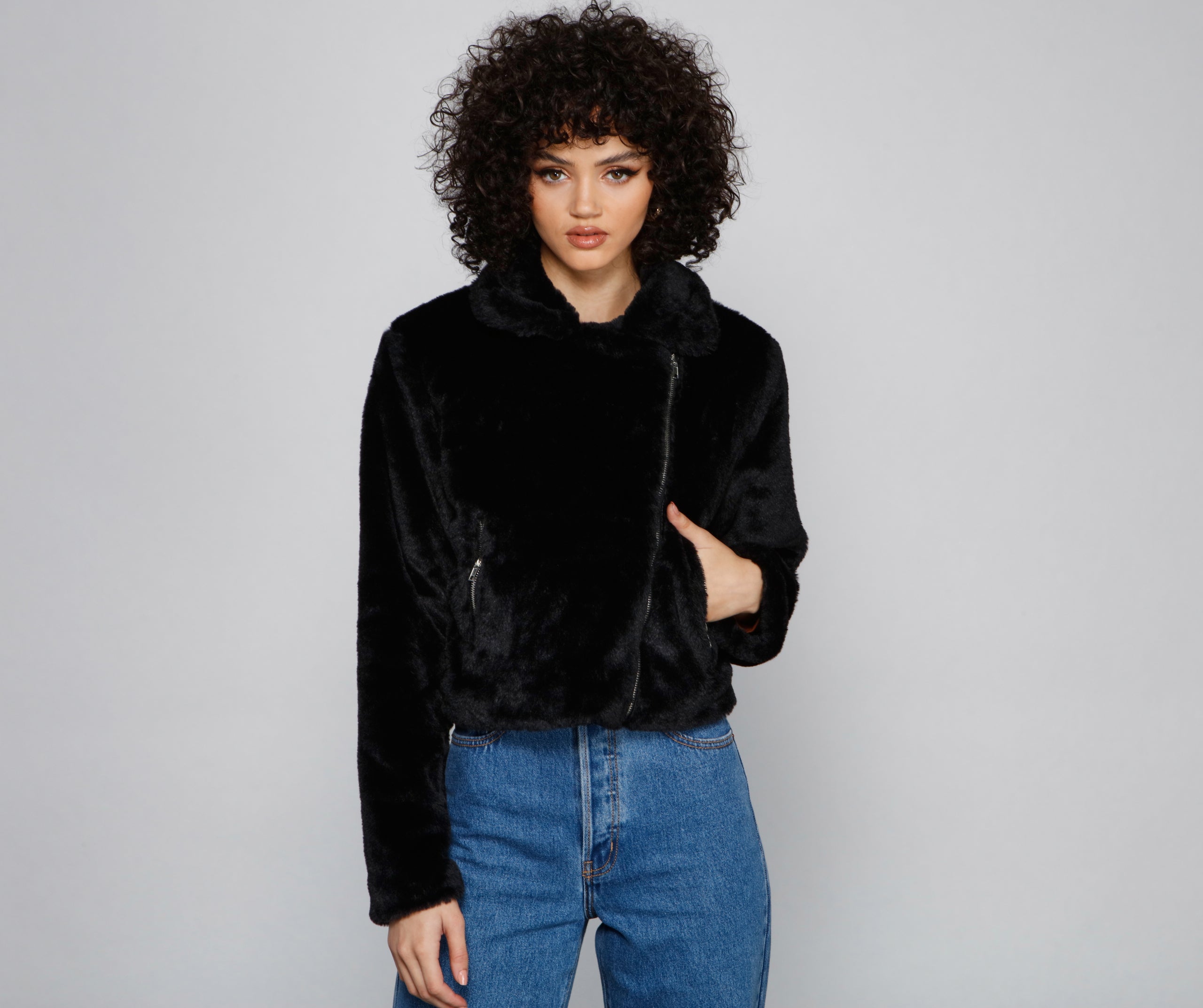 Rebel Chic Faux Fur Moto Jacket - Image 5