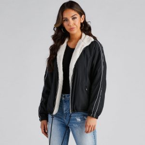 Trendy Nylon Faux Fur Reversible Jacket