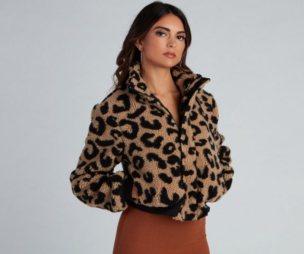 Spotted Cheetah Print Faux Fur Jacket - Image 3
