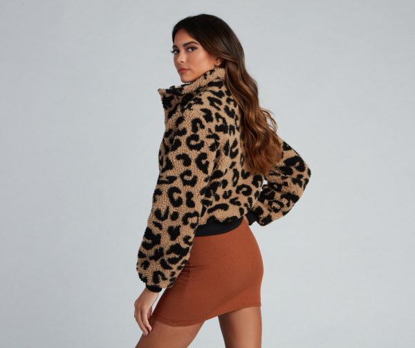 Spotted Cheetah Print Faux Fur Jacket - Image 4