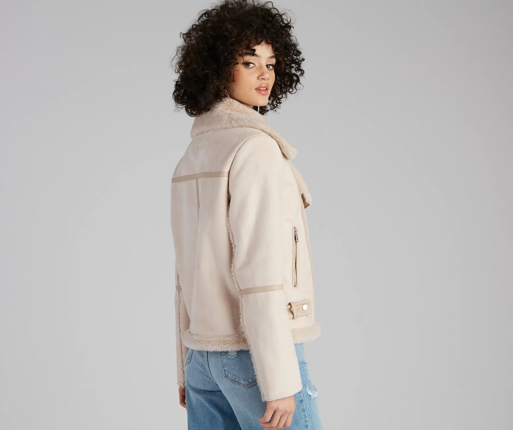 Luxe And Chic Sherpa Moto Coat - Image 2