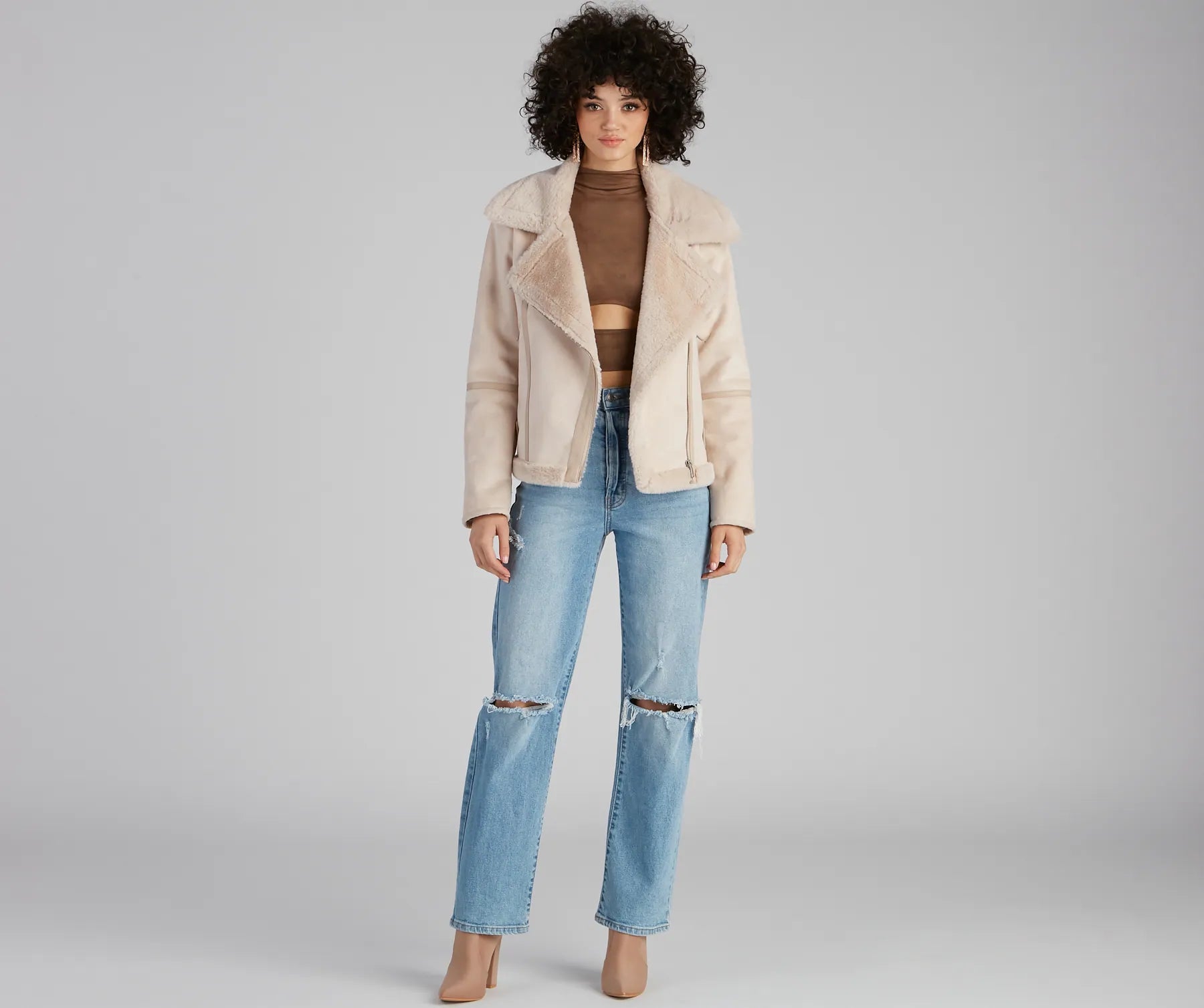Luxe And Chic Sherpa Moto Coat - Image 3