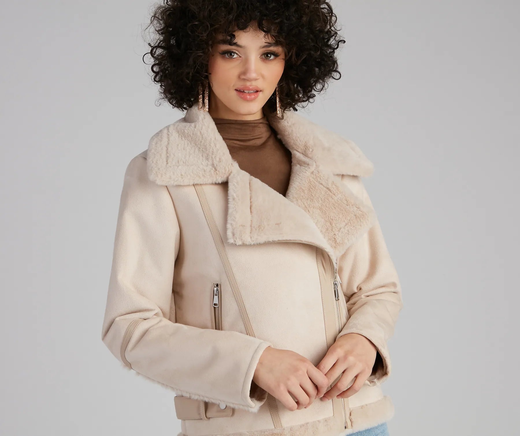 Luxe And Chic Sherpa Moto Coat - Image 4