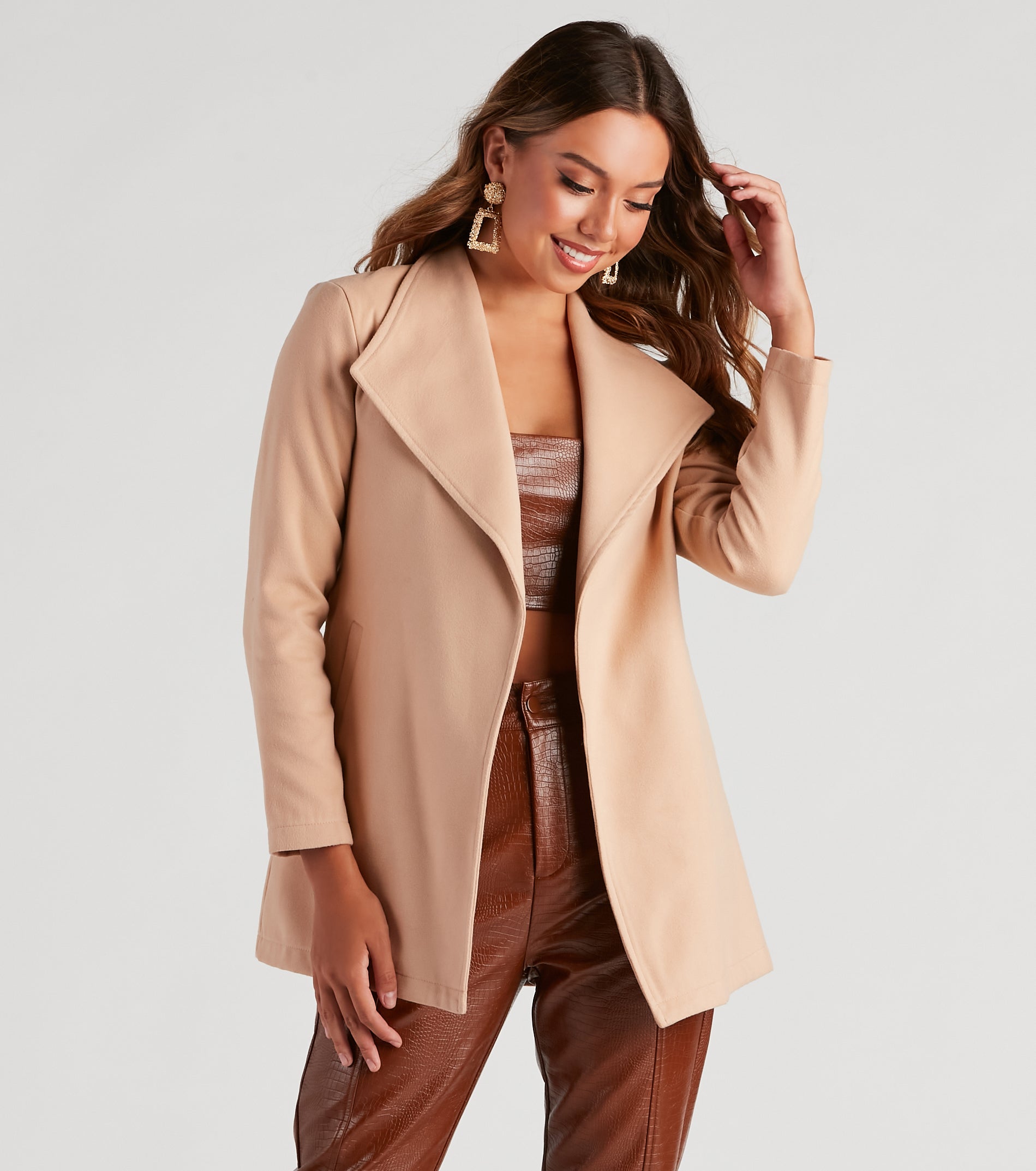 Polished And Chic Faux Wool Trench - Image 5