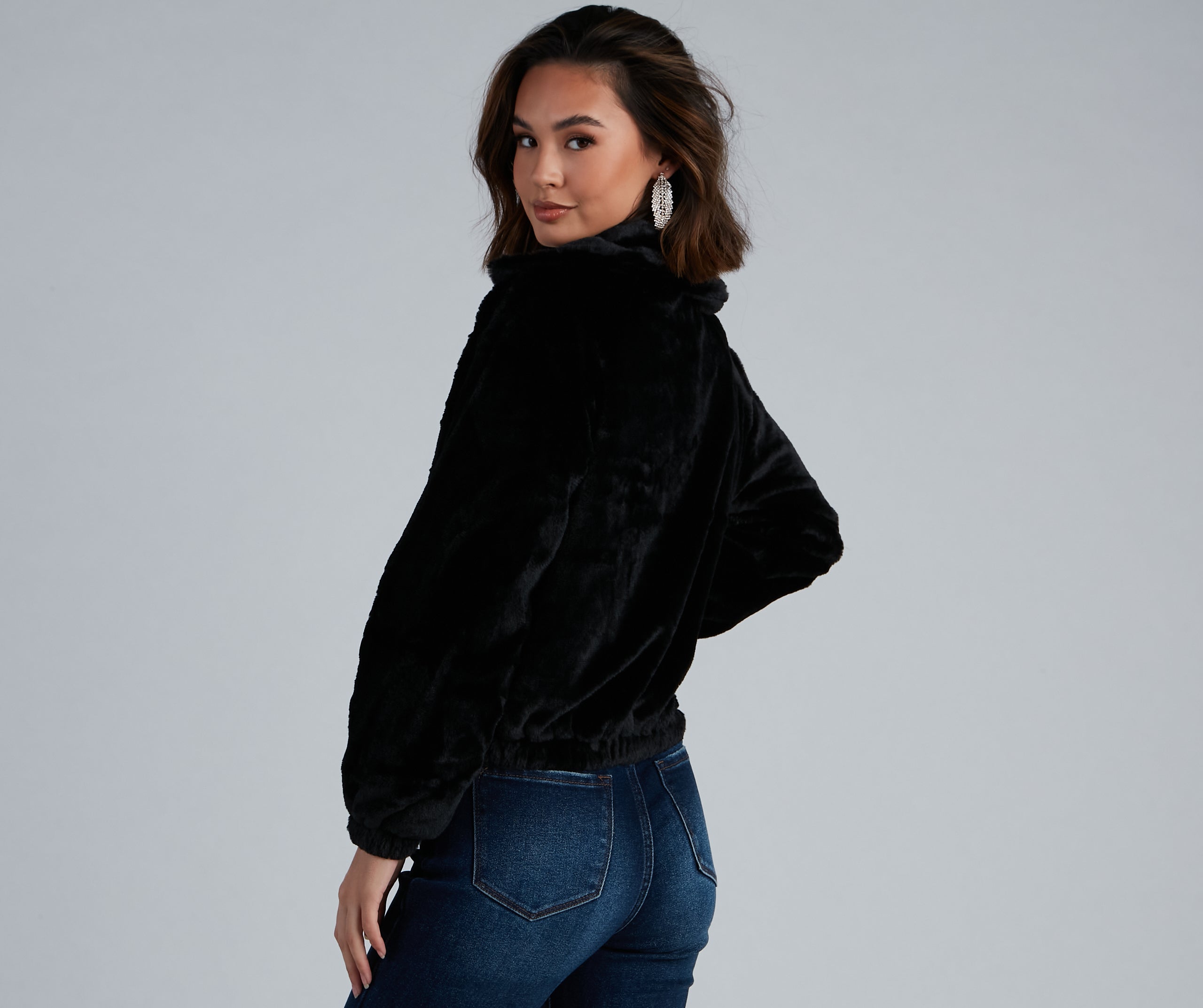 Cuddle Up Faux Fur Bomber Jacket - Image 6